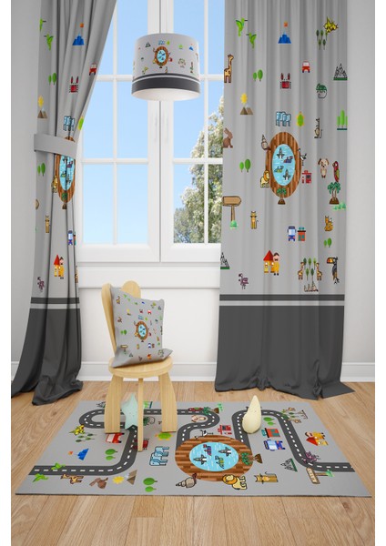 Çocuk Odası Fon Perdesi 2 Kanat TLA-193