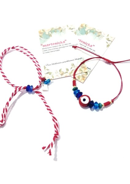 El Yapımı Kırmızı Cam Nazar Boncuklu Hint Cam Boncuklu Ikili Marteniçka Bileklik fiyatları