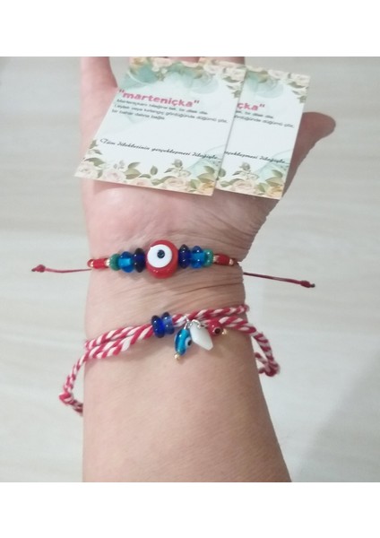 El Yapımı Kırmızı Cam Nazar Boncuklu Hint Cam Boncuklu Ikili Marteniçka Bileklik indirimleri