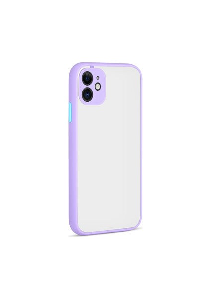 iPhone 12 Kenarları Renkli Arkası Buğulu Şık Hux Silikon Kılıf