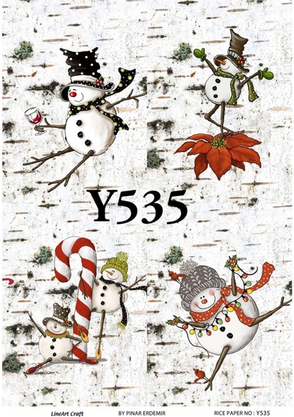 Y535 Kardan Adam Yeniyıl Pirinç Dekopaj 30 x 42 cm