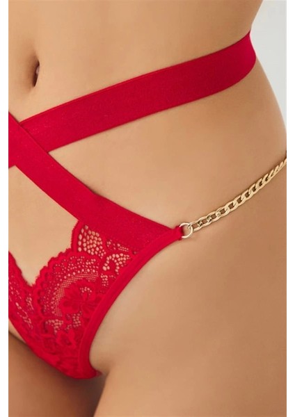 Dantelli Zincir Detaylı Tanga KÜLOT-6023-KIRMIZI fırsatları