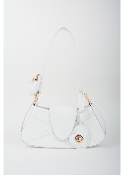 Kadın Beyaz Baget Cüzdan Tasarım Suni Deri Çıt Çıt Kapama El ve Omuz Çantası fiyatları