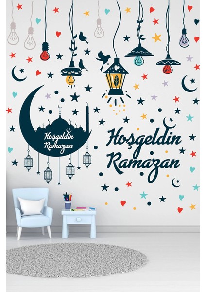 Ramazan Ayı Temalı Cam Duvar Süsleri Hoşgeldin Ramazan Sticker Ramazan Sticker