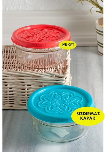 Sızdırmaz Vakum Kapaklı 2 Adet Yuvarlak Cam Saklama Kabı 420CL x 2 Adet Şişecam Üretimi Türk Malı