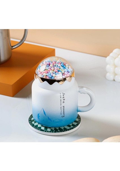 Buzullar Tasarımlı Seramik Kapaklı Sıcak Tutan Kupa Bardak Fincan Mug Mini Motivasyon Termos 400 Ml. fırsatları