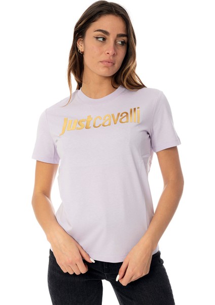 Bisiklet Yaka Baskılı Beyaz Kadın T-Shirt 75PAHT00