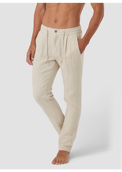 Bağlamalı Bel Normal Paça Standart Koyu Bej Erkek Pantolon Mr Rog Pants