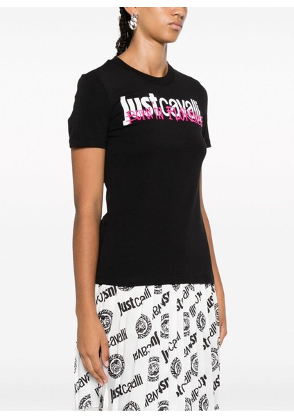 Bisiklet Yaka Baskılı Siyah Kadın T-Shirt 75PAHG04 fiyatları