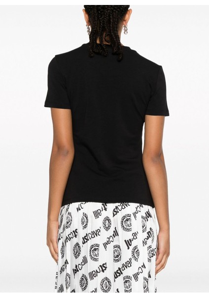 Bisiklet Yaka Baskılı Siyah Kadın T-Shirt 75PAHG04 fırsatları