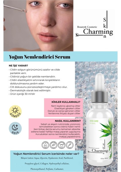 Nemlendirici Serum 30 Ml, Yoğun Nemlendirme Ve Dolgunlaştırıcı Etkili Yenileyici Cilt Bakım Serumu