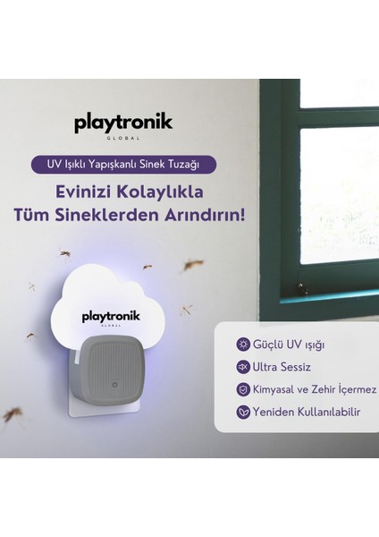 Uv LED Işıklı Yapışkanlı Sinek Böcek Tuzağı Kovucu Ilacı Elektrikli (2 Cihaz + 12 Yapışkan Kart)