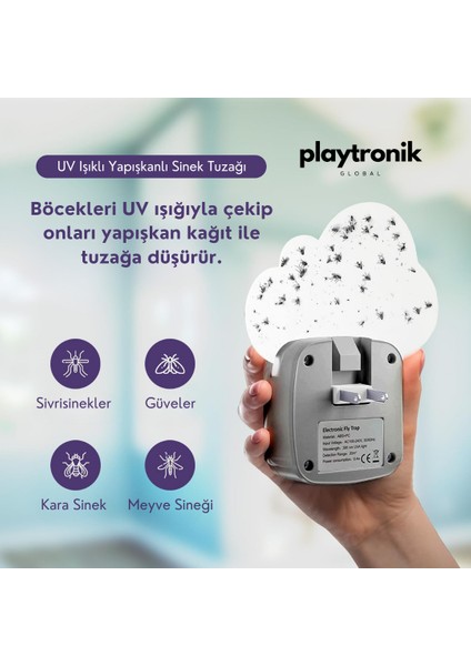 Uv LED Işıklı Yapışkanlı Sinek Böcek Tuzağı Kovucu Ilacı Elektrikli (2 Cihaz + 12 Yapışkan Kart)