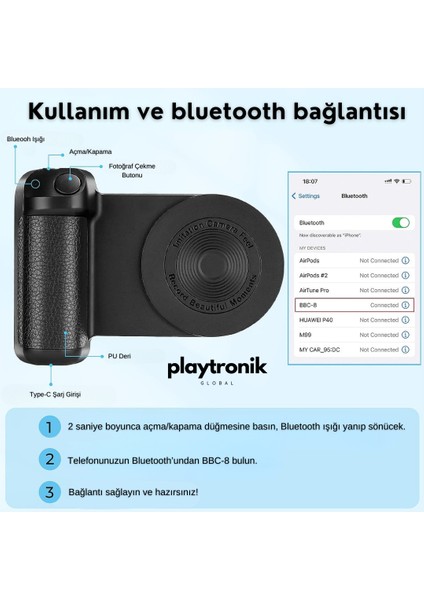 Magsafe Bluetooth Eski Tip Deklanşör Akıllı Kamera Telefon Tutucu Kablosuz Şarj Standı Telefon Siyah