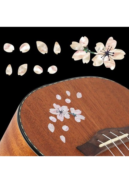 Pembe Stil Kiraz Çiçeği Çiçek Kendinden Yapışkanlı Ukulele Gitar Sticker Bas Kalimba Gitar Sevimli Çıkartmaları Aksesuarları (Yurt Dışından) fiyatları