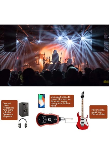 Kırmızı Stil B6 Bluetooth Şarj Edilebilir Elektro Gitar Kulaklık Mini Amplifikatör 5 Efektli Gitar Kulaklık Amp Gitar Kulaklık Amplifikatör (Yurt Dışından)
