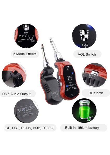 Kırmızı Stil B6 Bluetooth Şarj Edilebilir Elektro Gitar Kulaklık Mini Amplifikatör 5 Efektli Gitar Kulaklık Amp Gitar Kulaklık Amplifikatör (Yurt Dışından)