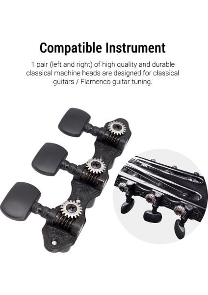 1 Çift 1:18 Siyah Klasik Gitar Akortçuları Makine Kafaları Klasik Gitar Için Anahtar Mandalları Ayarlama Veya Gitar Parçaları Için Flamenko Gitar (Yurt Dışından) fiyatları