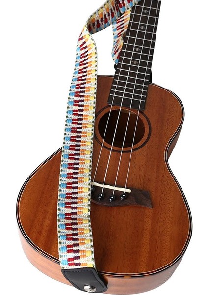 130CM Ayarlanabilir Stil Ettyle Gitar Ukulele Askı Ayarlanabilir Örgülü Gökkuşağı Dokuma Gitar Kemeri Sapan Enstrüman Kemeri Pu Deri Ucu 130CM (Yurt Dışından) fırsatları