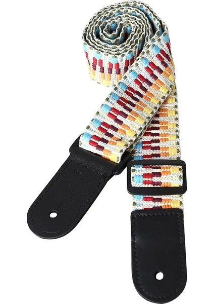 130CM Ayarlanabilir Stil Ettyle Gitar Ukulele Askı Ayarlanabilir Örgülü Gökkuşağı Dokuma Gitar Kemeri Sapan Enstrüman Kemeri Pu Deri Ucu 130CM (Yurt Dışından) indirimleri