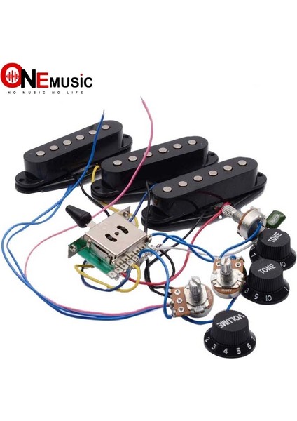 Ssh Beyaz Stili Elektro Gitar Pikap Kablo Demeti Önceden Kablolu 5-Yollu Anahtarı 2T1V Kup St Elektro Gitar Siyah-Beyaz (Yurt Dışından) fiyatları