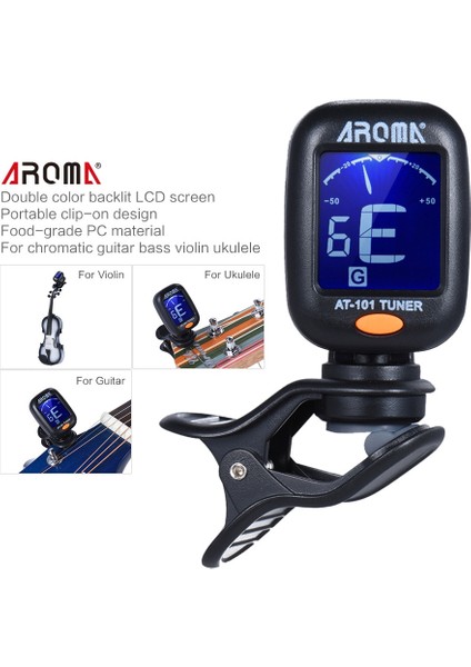 AT-101 Opp Çanta Stili Ile Aroma AT-101 Mze Klip Tipi Gitar Enstrüman Tuner Gitar Bas Ukulele Opp Torba G ile Elektrik Dijital Klip Tuner (Yurt Dışından)