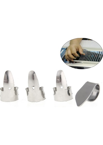 C Stili 4 Adet Açık Tasarım Ayarlanabilir Paslanmaz Çelik Fingerpicks Akustik Gitar Banjo Pick Plectrum Enstrüman Parçaları (Yurt Dışından)