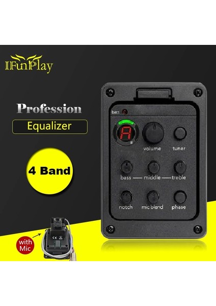 Kq-3 Gümüş Tarzı 4-Band Eq Ekolayzır Halk Gitar Preamp Piezo Pickup Gitar Akustik Gitar Aksesuarları Parçası Için Mic Beat Kurulu Pickup ile Gitar Tuner (Yurt Dışından) fırsatları