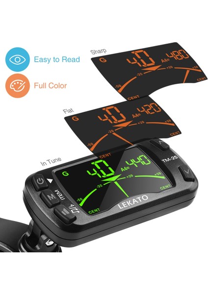Lekato Klipsli Tuner Gitar Tuner Metronom Tuner Metronom Elektrikli Ukulele Tuner Müzik Aleti Için (Yurt Dışından)