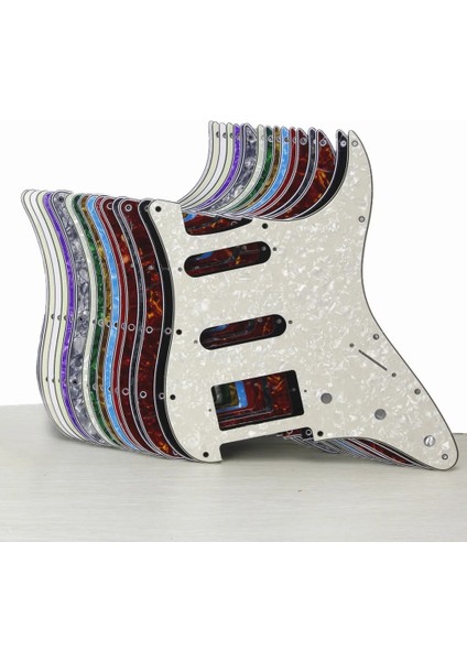 Beyaz 3 Katlı Stil 11 Delikli Fleor Seti Elektro Gitar Pickguard Ssh Hss Gitar Çizik Plakası ve Vidaları Fit St Gitar Parçaları, 21 Renk Seçin (Yurt Dışından)