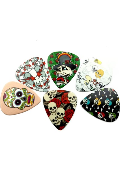 Desen 3 Tarzı 0,71 mm Bas Gitar Kafatası Desen Gitar Seçtikleri Selüloit Plectrum Enstrüman Aksesuarları Ukulele Aracı Parçaları (Yurt Dışından) fiyatları
