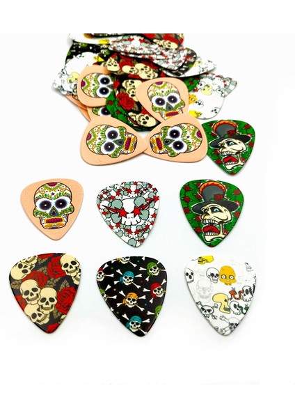 Desen 3 Tarzı 0,71 mm Bas Gitar Kafatası Desen Gitar Seçtikleri Selüloit Plectrum Enstrüman Aksesuarları Ukulele Aracı Parçaları (Yurt Dışından) modelleri
