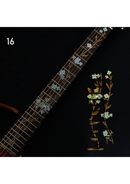 No.16 Tarzı 22 Stilleri Ultra Ince Çapraz Kakma Çıkartmaları Klavye Etiketi Müzik Enstrümanı Süslemeleri Elektrik Akustik Gitar Bas Parçaları (Yurt Dışından) fiyatları