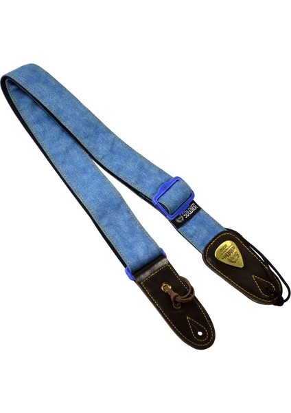 Denim-Mavi Tarzı Cowboycotton Gitar Askısı Deri Uçları Akustik Elektro Gitar Askı Bas Askıları Ayarlanabilir Omuz Kemeri Gitar Aksesuarları (Yurt Dışından)
