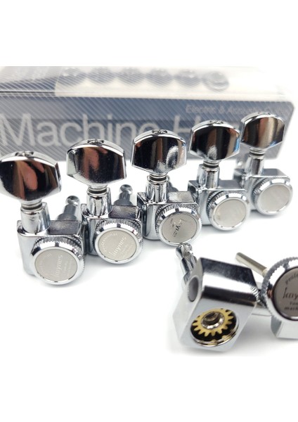 Silver 3R3L Style 1 Takım 6 Sıralı Vidasız Kilitleme Elektro Gitar Makinesi Kafaları Akort Aletleri Kilit Dize Ayar Mandalları Krom Gümüş (Yurt Dışından)