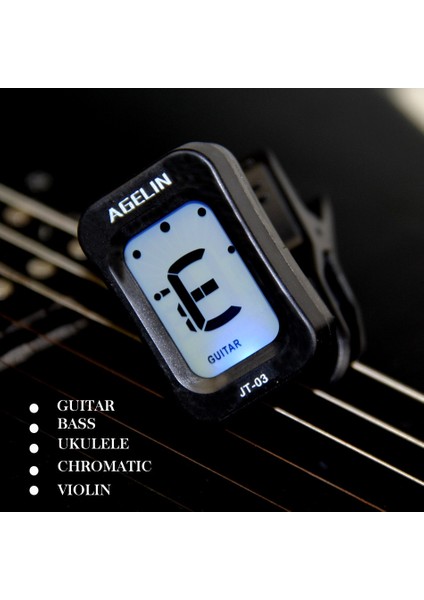 AT-101 Stili Yeni Gitar Tuner Ayarlanabilir Parazit Önleyici LCD Klipsli Elektronik Dijital Gitar Kromatik Gitar Bas Ukulele Keman Tuner (Yurt Dışından)