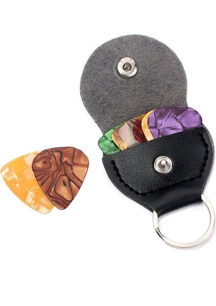 Siyah Stil Pu Deri Anahtarlık Gitar Plectrums Tutucu Çanta Kılıfı Witks Plectrum Case Çanta Anahtarlık Şekli Gitar Aksesuarları (Yurt Dışından)