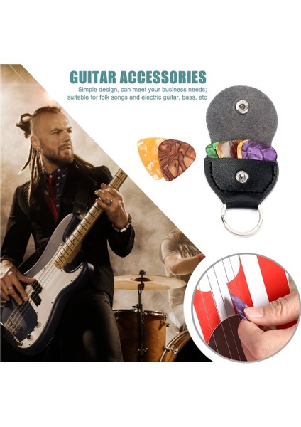 Siyah Stil Pu Deri Anahtarlık Gitar Plectrums Tutucu Çanta Kılıfı Witks Plectrum Case Çanta Anahtarlık Şekli Gitar Aksesuarları (Yurt Dışından) modelleri