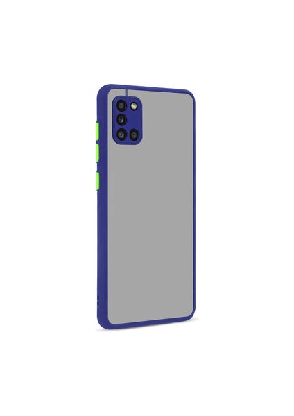 Samsung Galaxy A31 Kılıf Şeffaf Mat Yüzeyli Kenarları Renkli Fitkap Premium Silikon Kapak