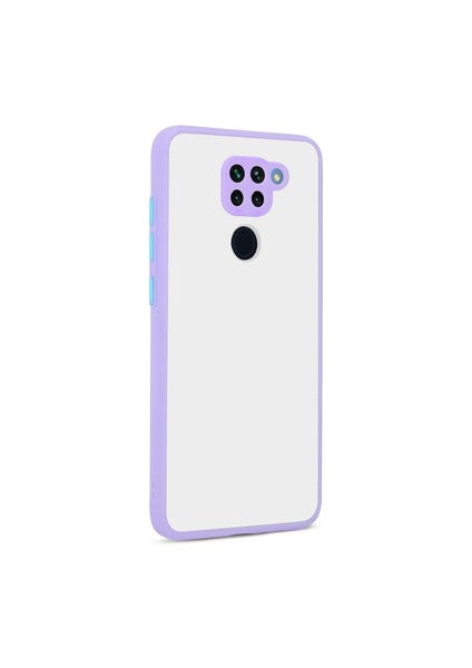 Redmi Note 9 Kılıf Şeffaf Mat Yüzeyli Kenarları Renkli Fitkap Premium Silikon Kapak