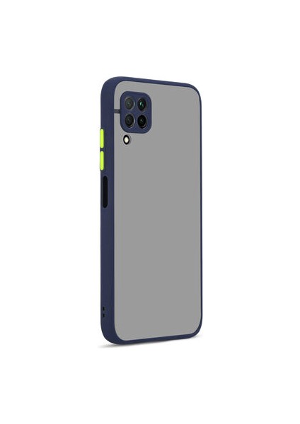 Huawei P40 Lite Kılıf Şeffaf Mat Yüzeyli Kenarları Renkli Fitkap Premium Silikon Kapak