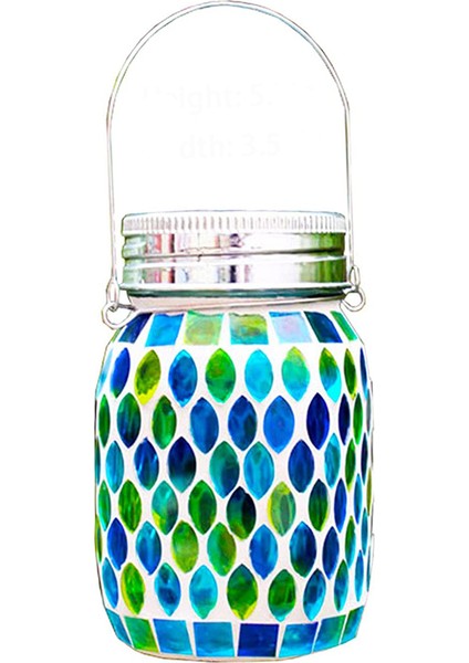 1pcs Güneş Mozaik Işık-Mozaik Mason Kavanoz Mavi (Yurt Dışından)