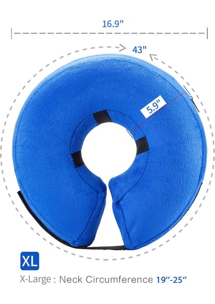 Pet Şişme Yaka Mavi Velcro Xl (Yurt Dışından)