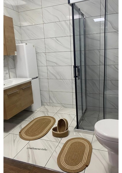 ERSU AHAT HOME DESİGN Jüt Hasır Banyo Takımı ,Banyo Paspas Takımı, Banyo Sepeti ,Paspas, Sepet Takımı, Dekor