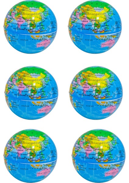 Stres Topu Dünya Haritalı 12 cm 6 Adet