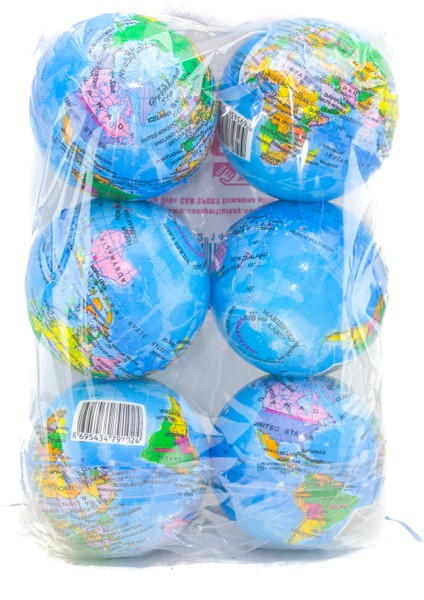 Stres Topu Dünya Haritalı 12 cm 6 Adet modelleri