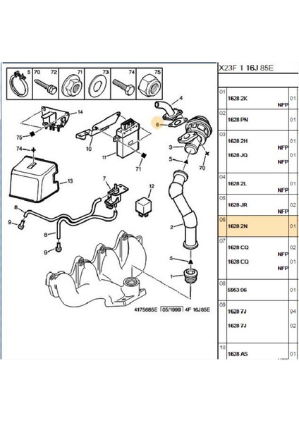 Egr Contası 307 308 407 508 607 Expert C4 C5 Jumpy Scudo DW10 (16282N)