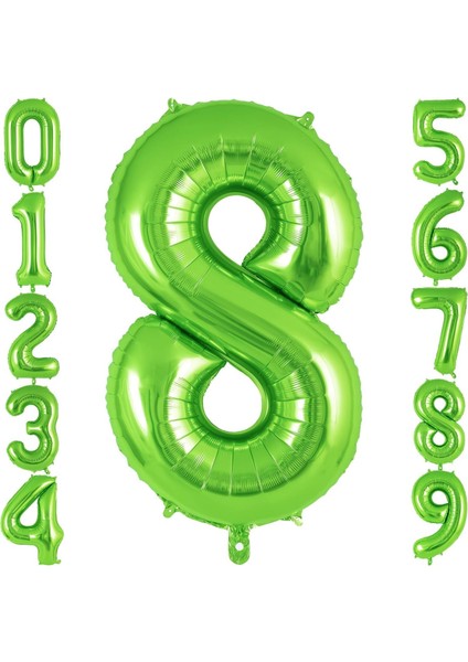 8 Rakam Açık Yeşil Folyo Balon 32-34" Inc 82 cm