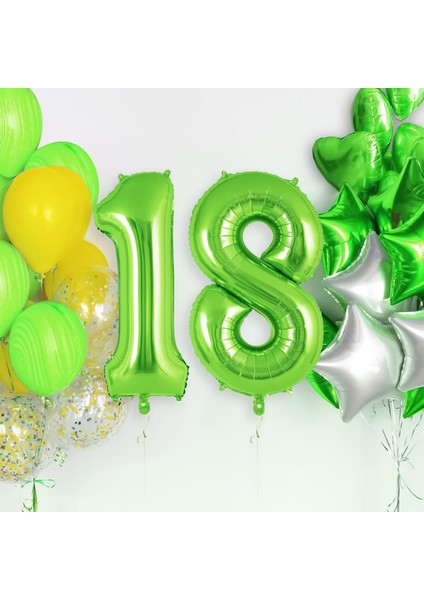 8 Rakam Açık Yeşil Folyo Balon 32-34" Inc 82 cm modelleri