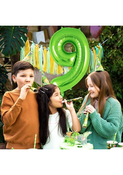 9 Rakam Açık Yeşil Folyo Balon 32-34" Inc 82 cm modelleri